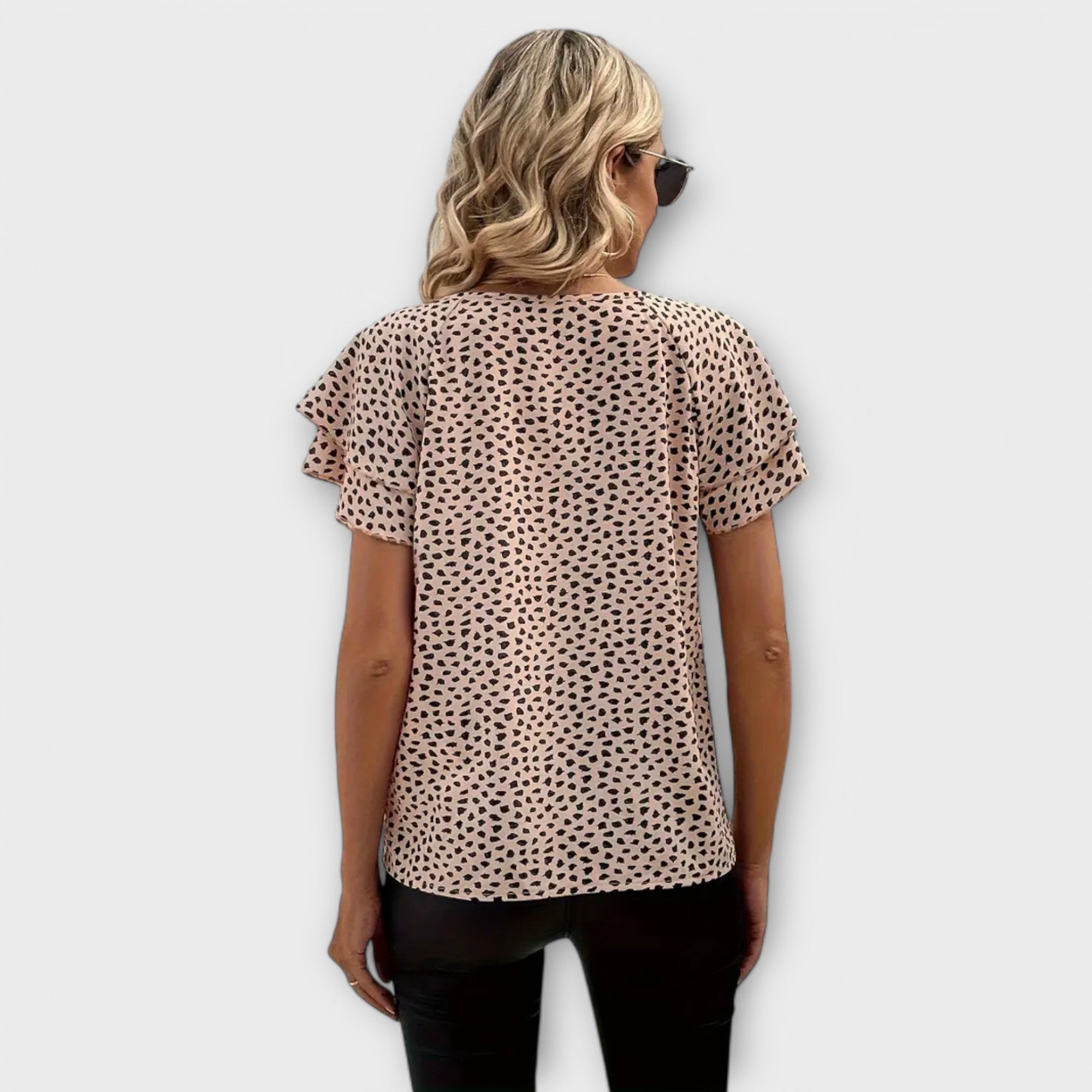 Noéma | Blouse à Imprimé Intégral et Finitions Volantées