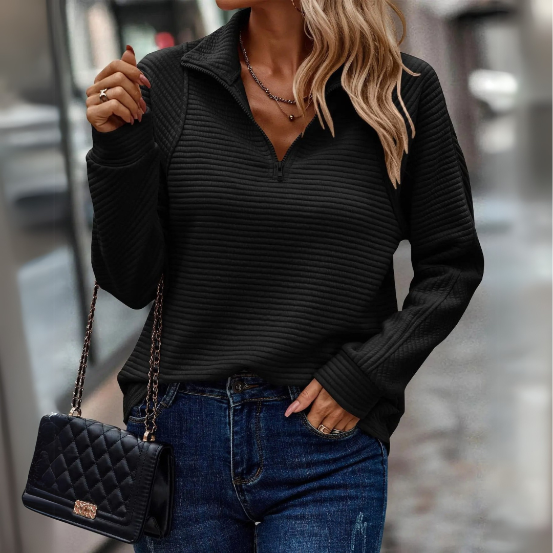 Suzanne – Pull Demi-Zip avec Détail