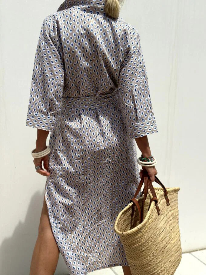 Célestine – Robe Chemise Rayée Élégance Pure