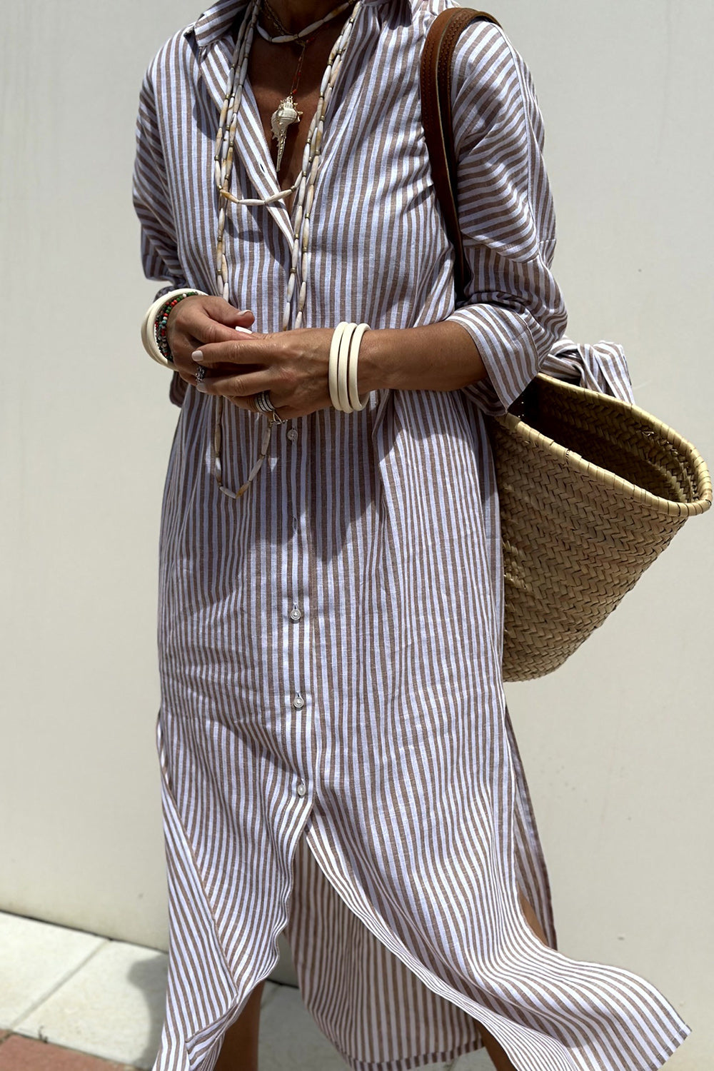 Célestine – Robe Chemise Rayée Élégance Pure