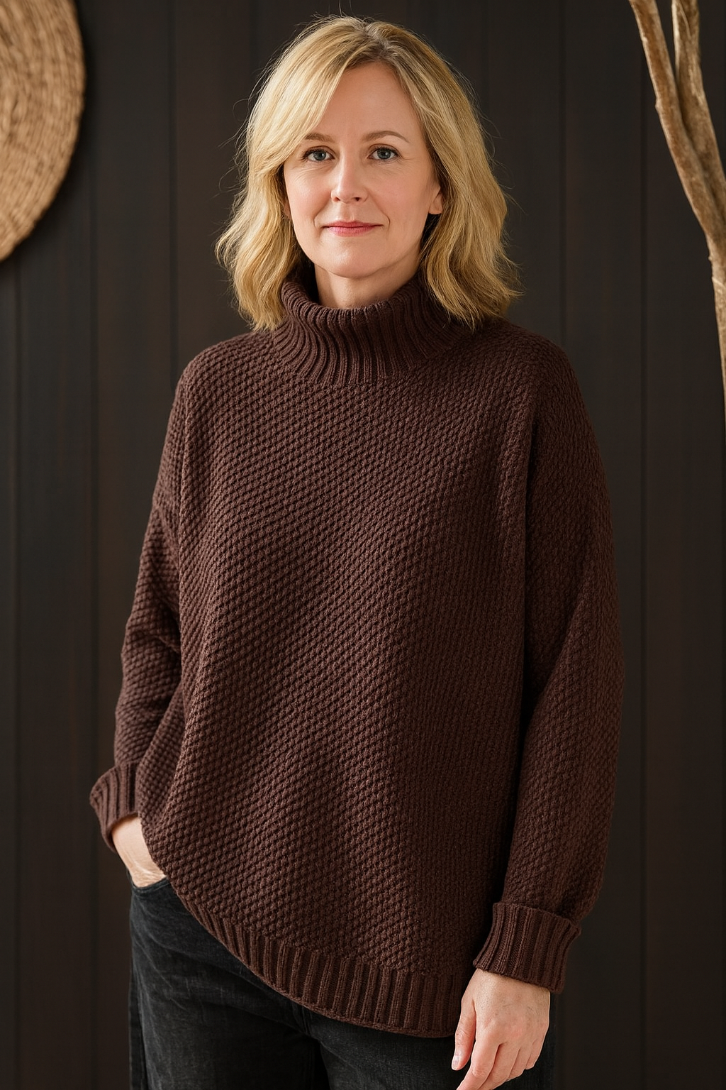 Anita - Pull en maille waffle doux et élégant