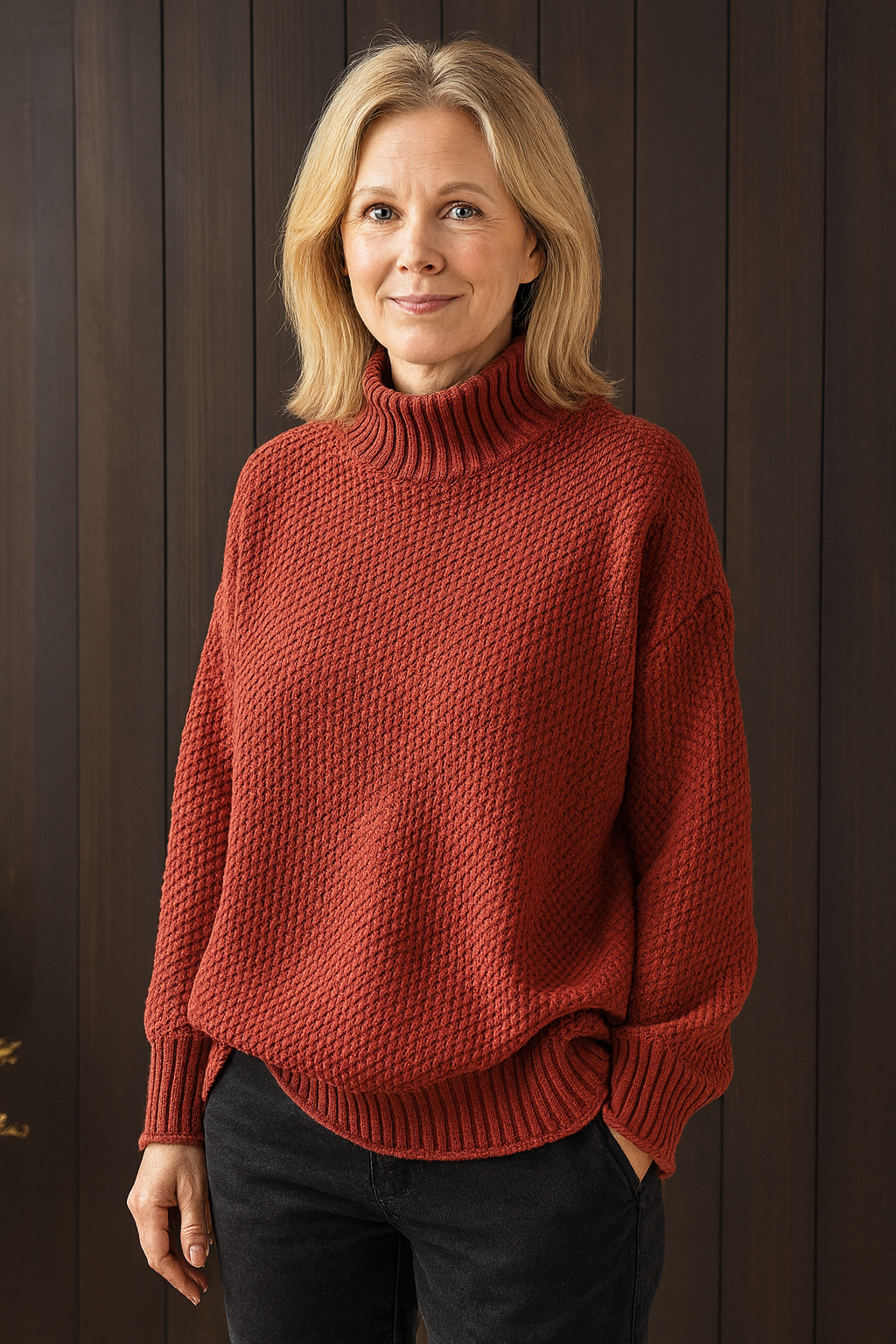 Anita - Pull en maille waffle doux et élégant