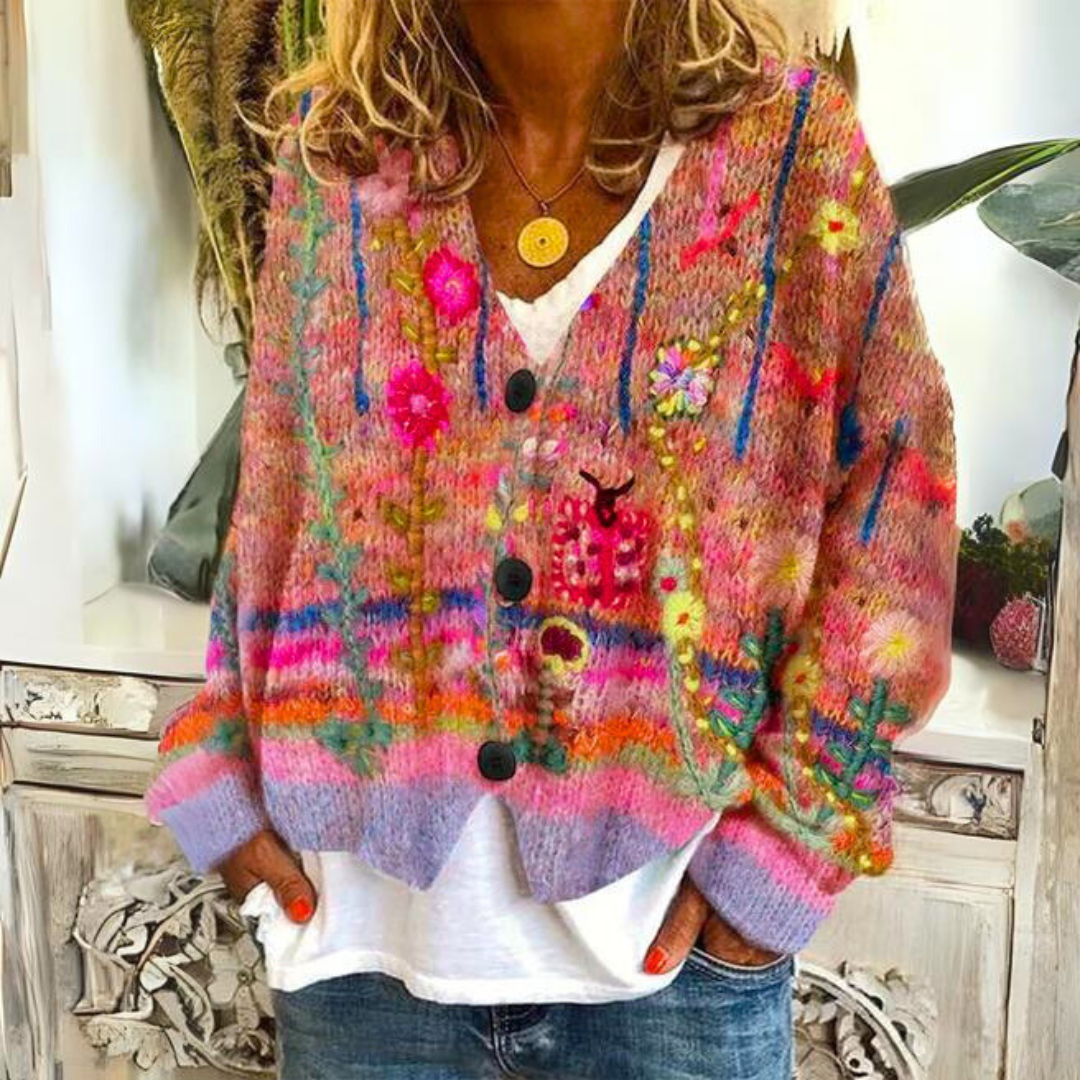 Everly – Cardigan Court Douillet à Imprimé Floral