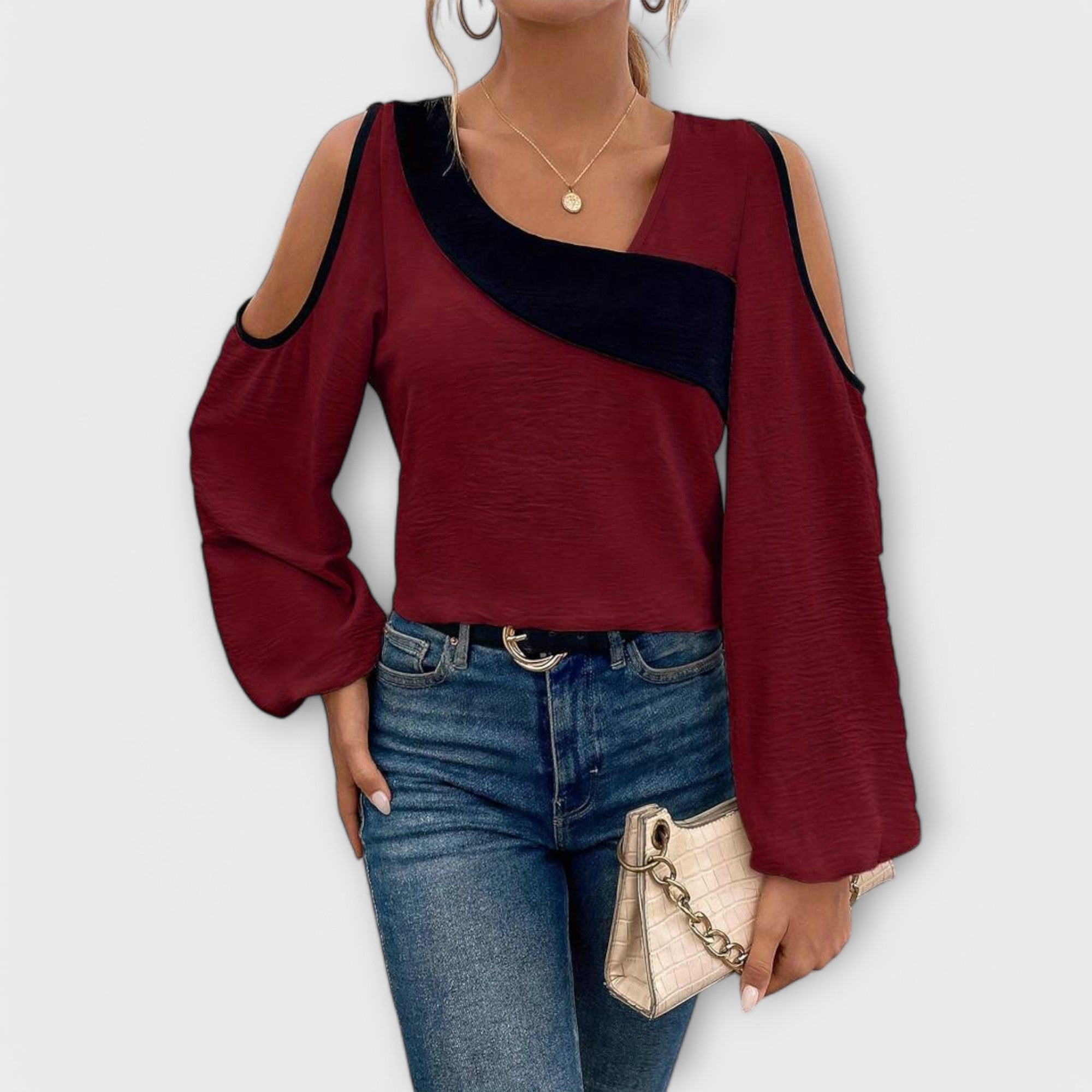 Séra | Blouse Bicolore à Décolleté Carré