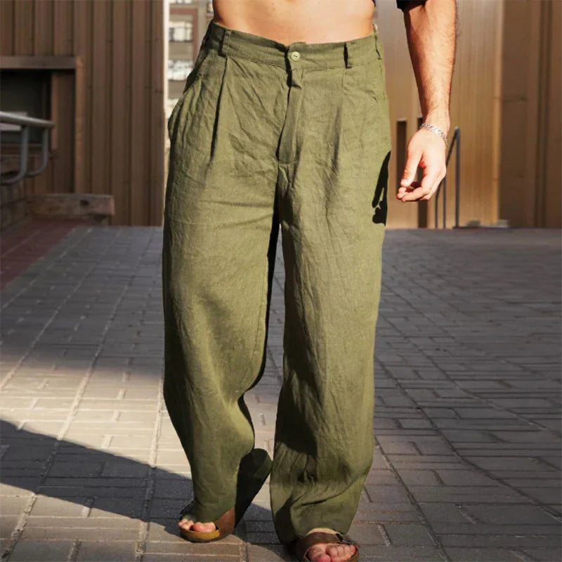 Lino — Pantalon Large en Lin Respirant