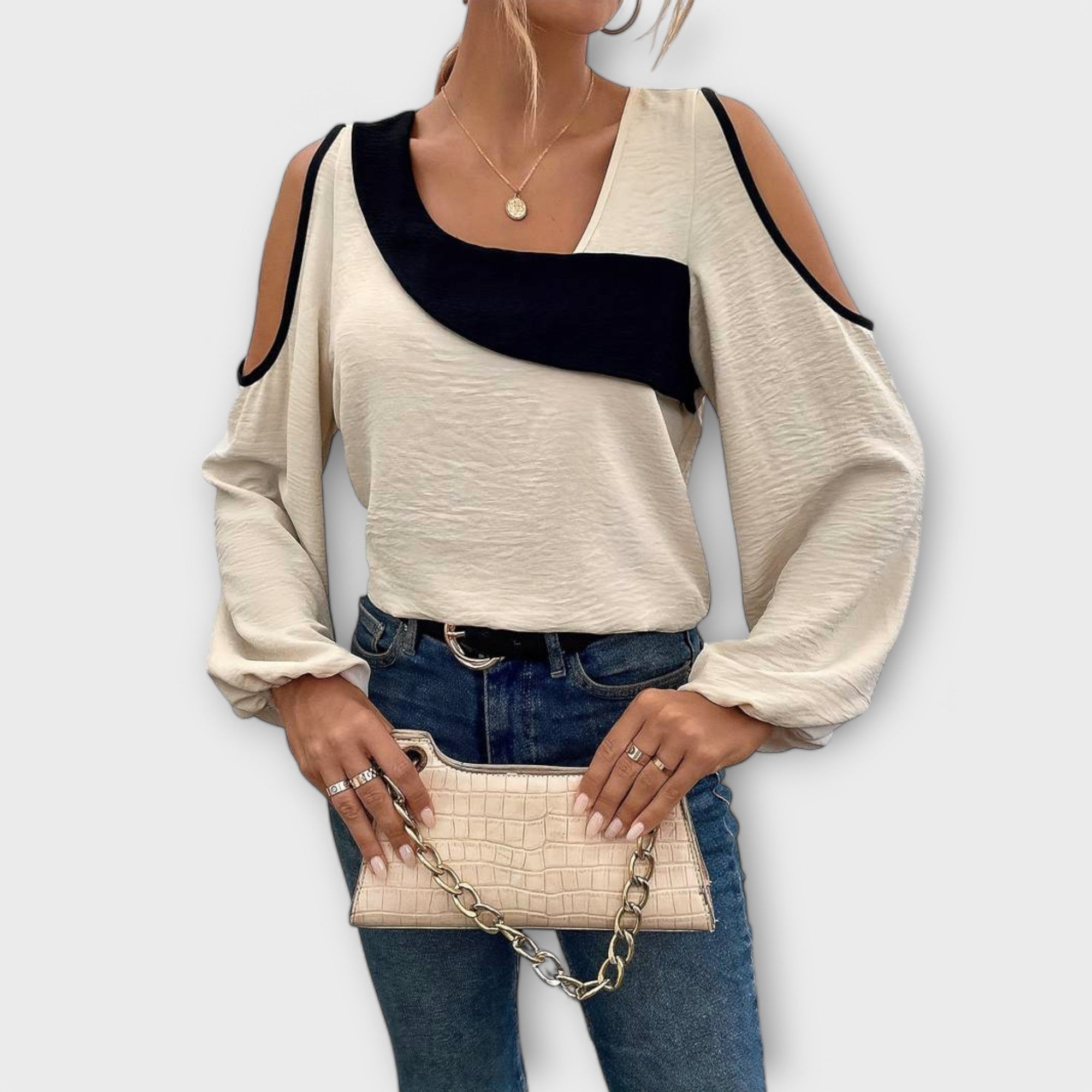 Séra | Blouse Bicolore à Décolleté Carré