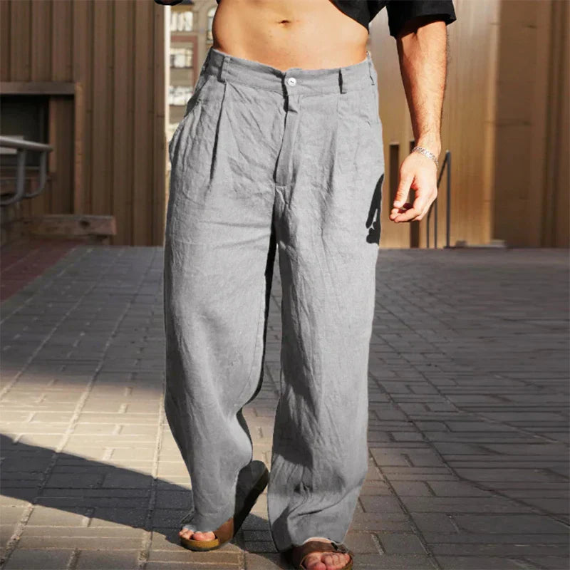 Lino — Pantalon Large en Lin Respirant