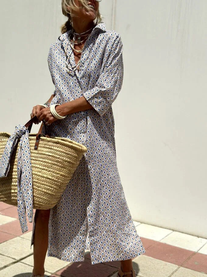 Célestine – Robe Chemise Rayée Élégance Pure