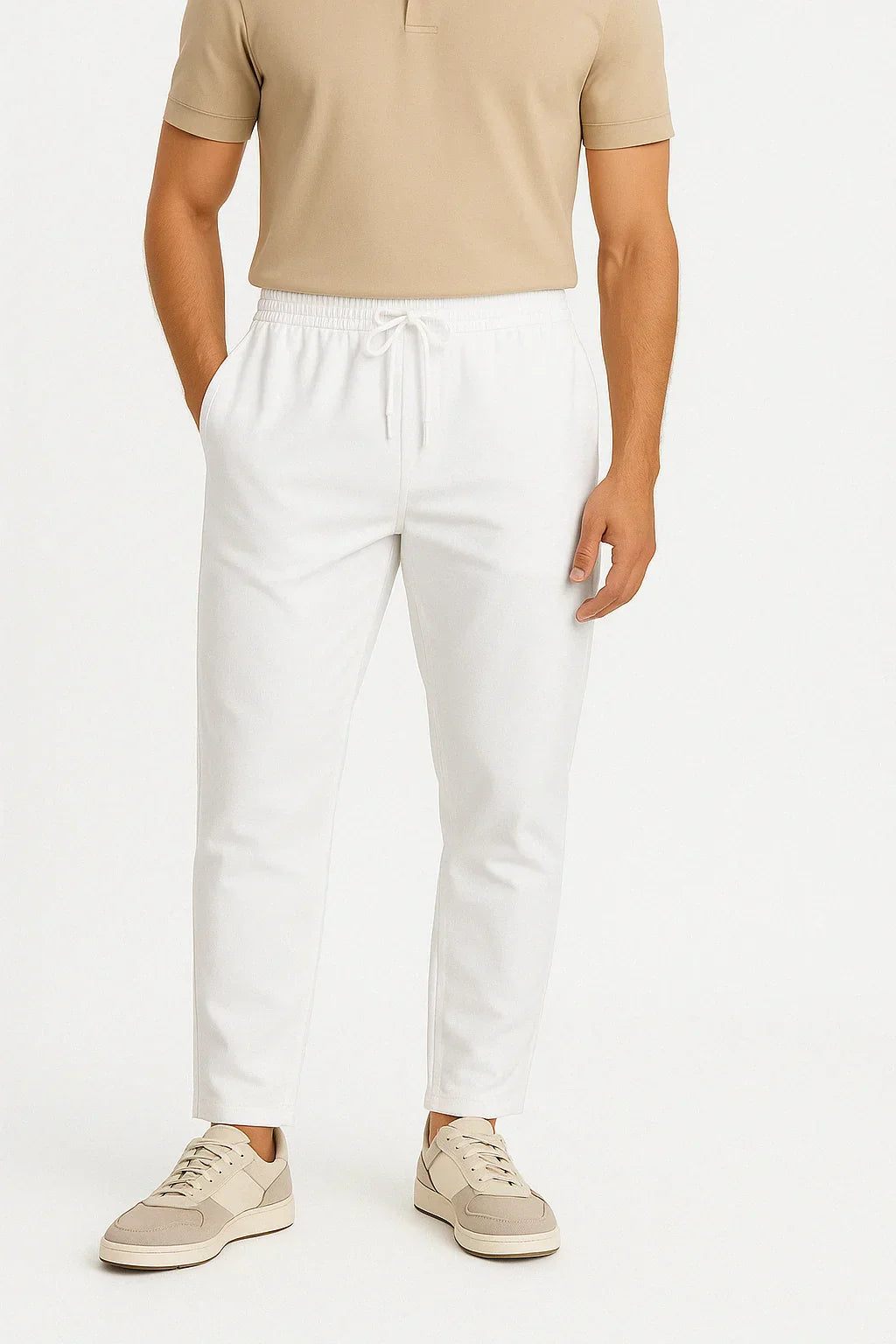 Adam — Pantalon Court Décontracté en Lin & Coton