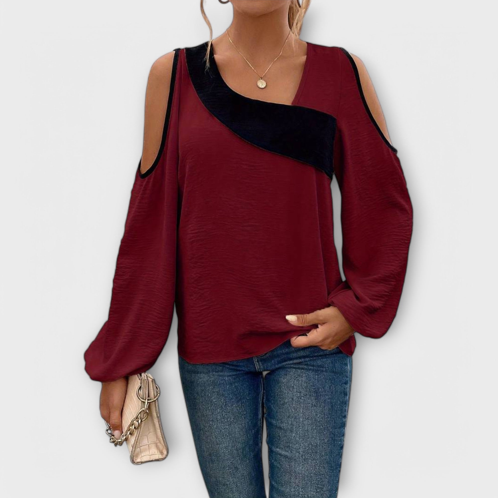Séra | Blouse Bicolore à Décolleté Carré