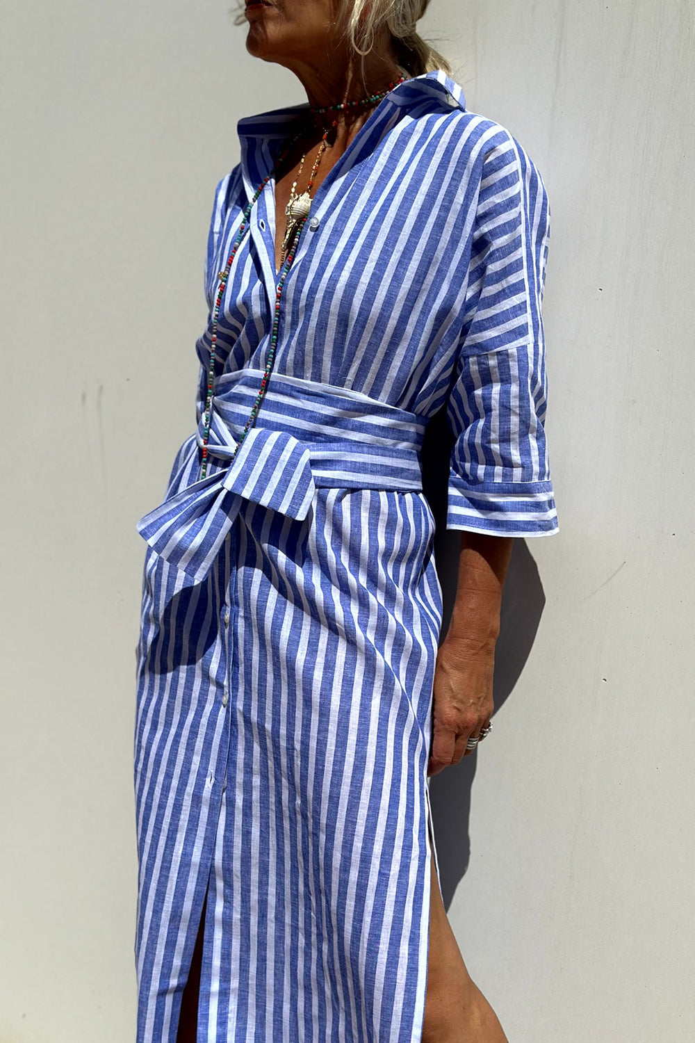 Célestine – Robe Chemise Rayée Élégance Pure