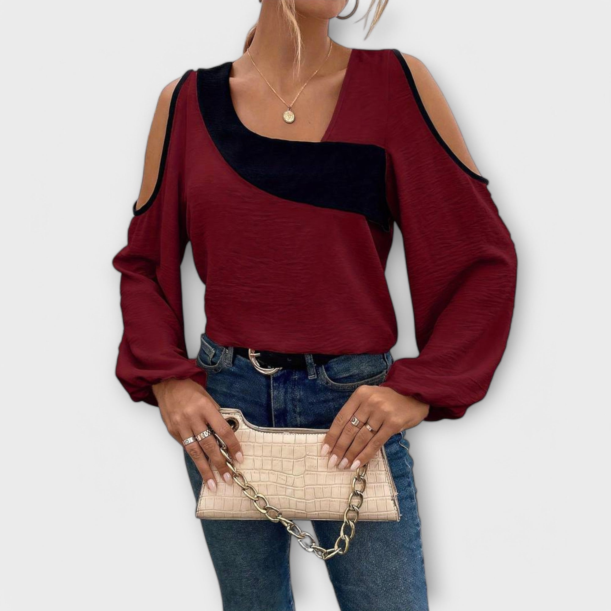 Séra | Blouse Bicolore à Décolleté Carré