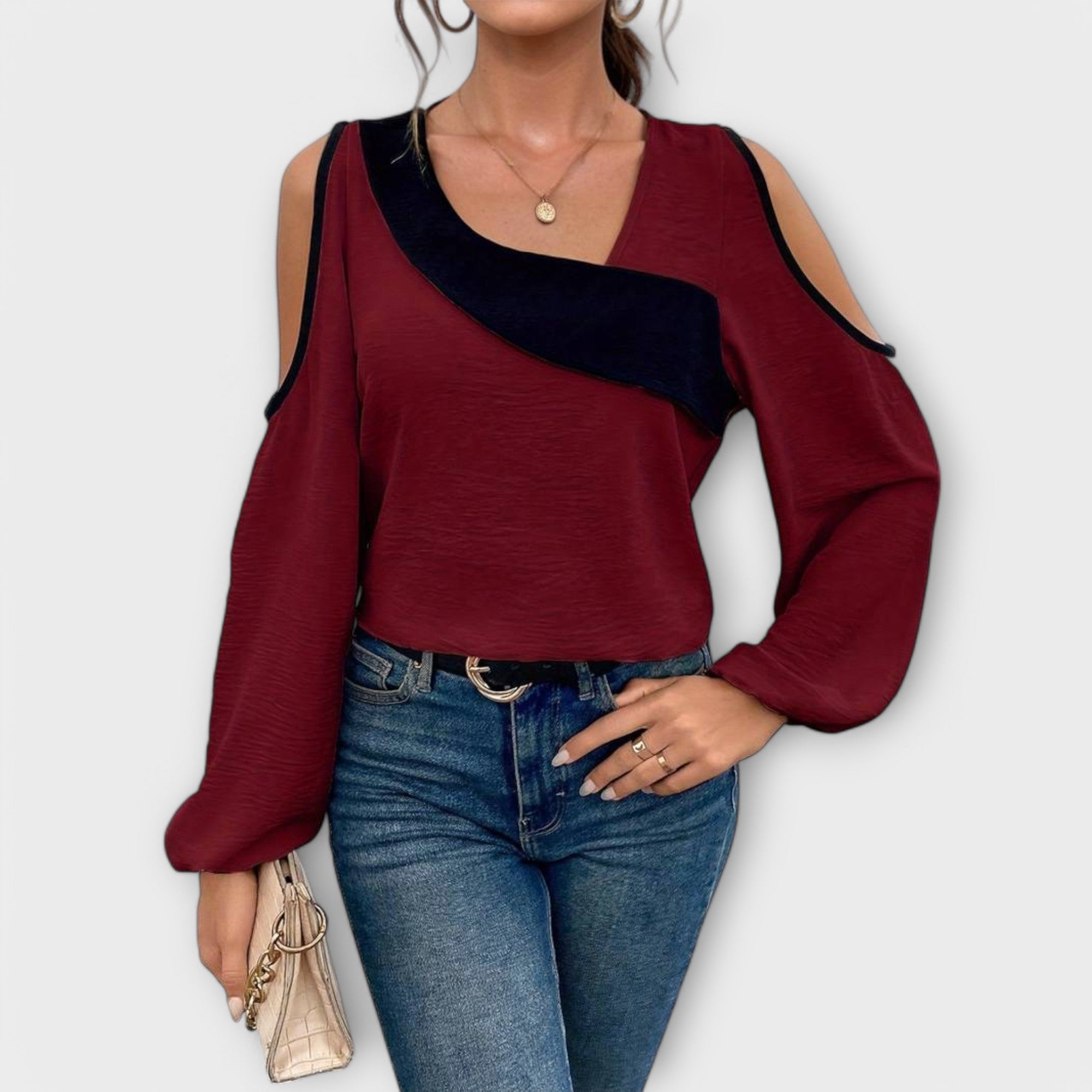 Séra | Blouse Bicolore à Décolleté Carré